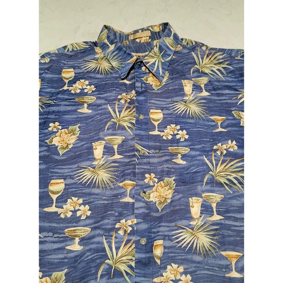 Campia Moda Men's 2XL Hawaiian Shirt SHORT SLEEVE XXL NWOT Palm Trees & Drinks - Picture 4 of 11